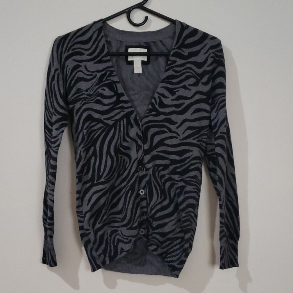 Forever 21 Zebra Print Button-Up Cardigan S